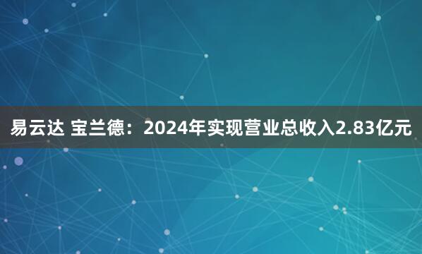 易云达 宝兰德：2024年实现营业总收入2.83亿元
