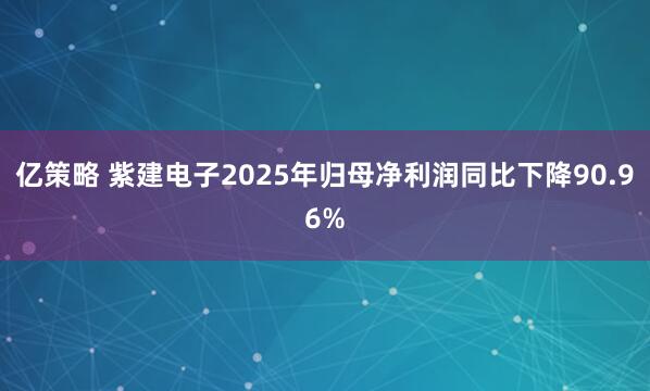 亿策略 紫建电子2025年归母净利润同比下降90.96%